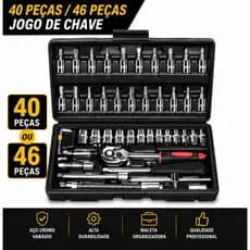 Jogo de Chave 40 Peças / 46 Peças Caixa de Ferramentas Completa Reversível Soquetes Maleta