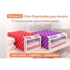 Kit 2 Caixa Organizadora Grande Dobrável TNT 30x20cm Organizador de Roupas Armário Guarda-Roupa