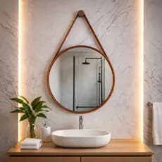 Espelho Redondo 60cm Adnet Suporte Para Parede Moderno Decorativo