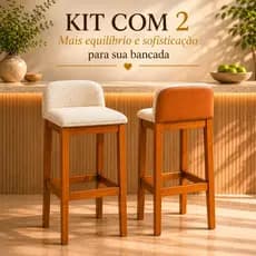 Kit 2 Banquetas 75cm Banqueta Estofada Com Encosto Banqueta Madeira Para Cozinha Banqueta em Linho