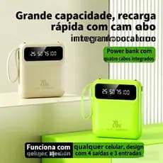 10000mAh Power Bank Carregador Portátil com 4 Cabos  display digital portátil de banco de potência com cordão LED