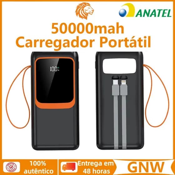 10000mah 20000mah 30000mah 50000mah Power Bank Turbo com Saída Rápida 22.5W para Carregamento Eficiente