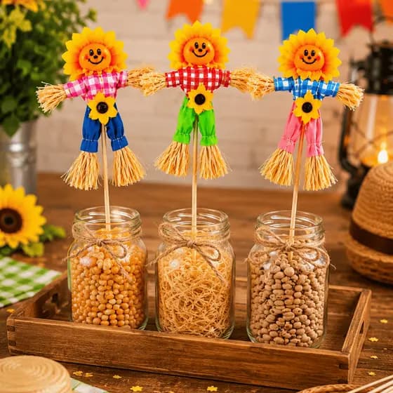 Kit Espantalhos Decorativos Festa Junina 30cm Enfeite Arraiá Caipira