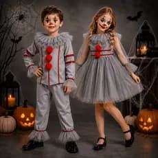 Fantasia Palhaço Infantil Halloween Menino Menina  Completo Manga Longa