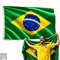 Bandeira do Brasil Gigante 150x90cm Para Torcida Futebol Copa Mundial Bastão e Decoração