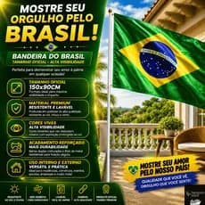 Bandeira Brasil 150x90cm Grande Seleção Brasileira Torcida Futebol Copa Para Bastão