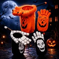 Sacolinha de Doces Halloween Infantil com Mão Assustadora para Festa e Fantasia