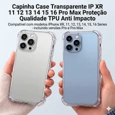 Capinha Case Transparente IP XR 11 12 13 14 15 16 17 Pro Max Proteção Qualidade TPU Anti Impacto - Luan