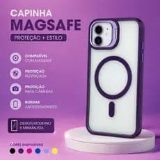 Capinha MagSafe c/ Suporte e Película p/ Lente Grátis - p/ iPhone 11-16 Pro Max