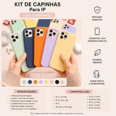 KIT Case IP iPhone 3 5 Coloridas Aleatórias 11 12 13 14 15 16 Pro Max Câmera Fechada Aberta
