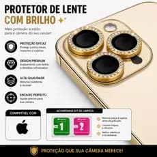 KIT Película 2 3 Câmera Lente IP Com Brilho 11 12 13 14 15 Pro Max Diamante Proteção
