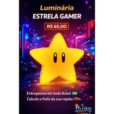 Luminária Abajur Estrela Mario Bros Gamer Geek  Decoração