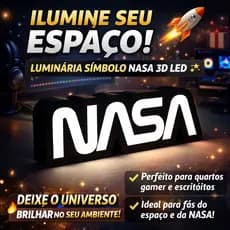 Luminária Light Box NASA 3D LED Decorativa | Quadro Iluminado Espacial Quarto Gamer Moderno