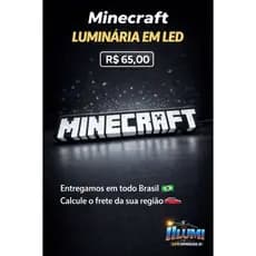 Luminária Minecraft LED 3D | Decoração Gamer Geek Quarto Sala Area Gamer