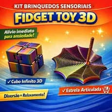 Kit Estrela Sensorial + Cubo infinito  Fidget Toy Anti-Stress Rotativo 3D - Expansível Relaxante Depressão TDAH TEA