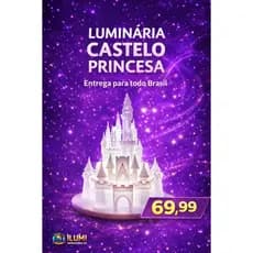 Luminária Abajur Castelo Mágico de LED – Decoração Encantada Princesa Quarto sala e Topo de Bolo