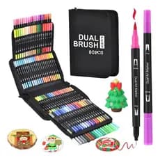 168 Cores Caneta Brush Pen Duas Pontas Pincel Canetinha Fina