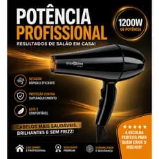 Secador De Cabelo Profissional 1200W 110/220V Turbo 2 Velocidades