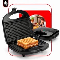 Sanduicheira Grill Elétrica 750W Antiaderente 2 Sanduíches Rápido 110V ou 220V Preto Termostato Automatico