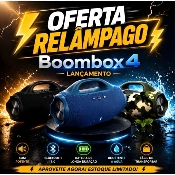 Caixa De Som Boombox 4 35CM/150W OU 25CM/90W Bluetooth Rádio Pen-Drive FM LANÇAMENTO