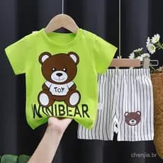 Roupas infantis, roupas infantis de manga curta, roupas para casa