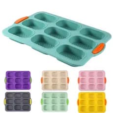 Forma oval de silicone para baguete, design com 9 furos, material antiaderente, utensílio de cozinha para assar, adequad