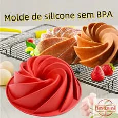 Forma de silicone para bolos, adequada para air fryers e fornos, usada para fazer pudins, tortas e mousses, sem BPA.