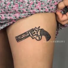 [Novo produto] Adesivo de tatuagem Biboya Revolver à prova d'água feminino estilo de longa duração estilo escuro tatuage