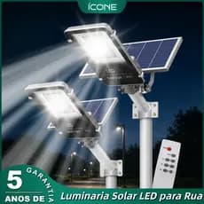 Luminária Solar LED Ultra Brilho para Rua Poste de Iluminação Pública IP67 Impermeável, Longa Duração 2026