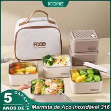 Conjunto de Marmita Inox SUS316 com Bolsa e Talheres – Marmita Térmica Portátil para Adultos