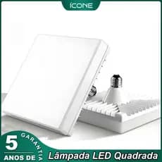 Luz de Teto LED Brilhante (Quadrada) – Lâmpadas E27 para Ambientes Internos Lâmpada de Alto Brilho À Prova deÁg