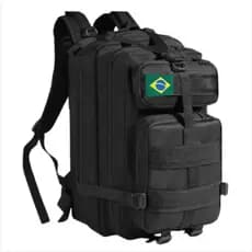 Mochila Militar Unissex 30L Reforçada com Patch Bandeira do Brasil