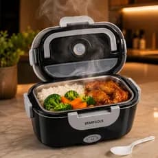 Marmiteira Elétrica Bivolt 1,5L Térmica Portátil Aquecedor De Comida Lunch Box Com Divisória Comida