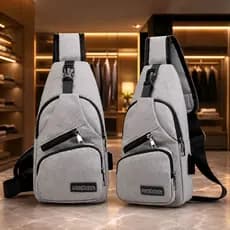 Bag Bolsa Transversal USB Unissex Dia a Dia Impermeável Sortido
