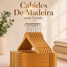 Cabides De Madeira Antideslizante Verniz Reforçado Kit com 15 e Kit 30 Unidades