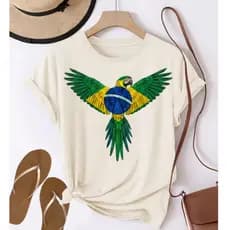 Blusa feminina estilosa camiseta T-shirt100%algodão roupa feminina confortavel natureza brasil arara