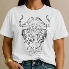 Camiseta T-shirt 100%algodão blusa feminina estilosa umbanda brasil rezo axé saravá iansã bufálo