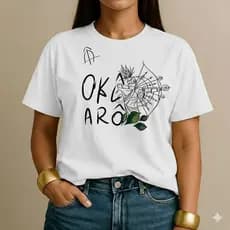 Blusa feminina estilosa camiseta T-shirt100%algodão umbanda natureza  mata CABOCLO OKÊ ARÔ CABOCLO