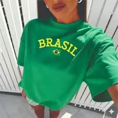 camiseta tshirt blusa feminina delicad oversized 100%algodão estilosa força brasildades verde brasil