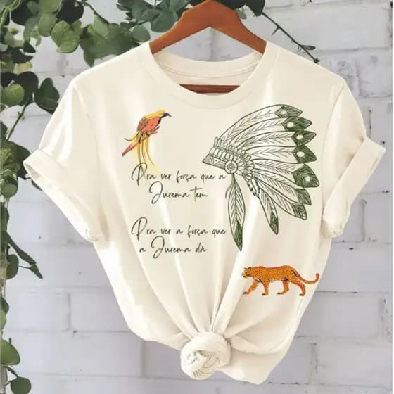Blusa feminina estilosa camiseta T-shirt100%algodão roupa axé pra ver a força que a jurema tem