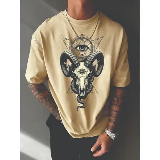 Camiseta tradicional t-shirt 100%algodão blusa masculina estilosa chifres caveira skull guardião