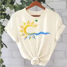 Blusa feminina estilosa tradicional camiseta 100%algodão cool natureza cultura brasilidades sol brasil