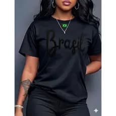 Blusa feminina estilosa camiseta T-shirt100%algodão natureza brasilidade delicada brasil escrita cor