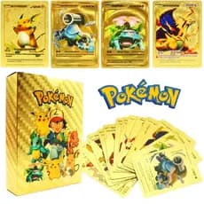 Kit Cartas Pokémon 55 Peças Gold Edition Cards Raros e Colecionáveis