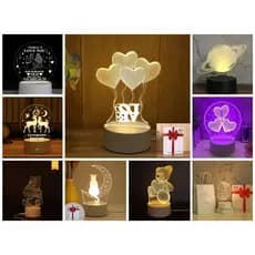 Luminária de Mesa LED 3D Decorativa Criativa | Luz Noturna Decorativa para Quarto e Sala