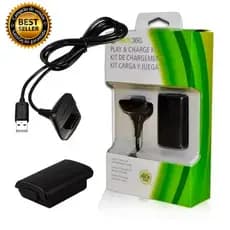 Kit 1 Bateria P/ Controle Xbox 360 + 1 Cabo Carregador 1.4m | Bateria Recarregável Play and Charge