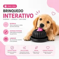 Brinquedo Interativo para Cães Bola Giratória Anti Ansiedade Dispenser Petisco Lambedor Comedouro Lento Pet Preto