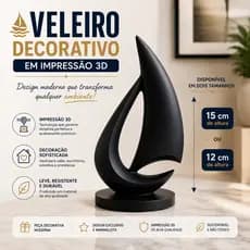 Veleiro Decorativo em Impressão 3D 12 ou 15 cm | Escultura Náutica Moderna para Sala, Estante, Aparador ENVIO RÁPIDO