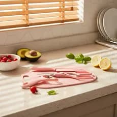 Kit 4 pçs sortidas azul,rosa tábua,descascador,faca e tesoura de cozinha/Cortes de frutas e legumes