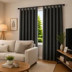 Cortina Blackout corta luz PVC cinza com alças tamanhos